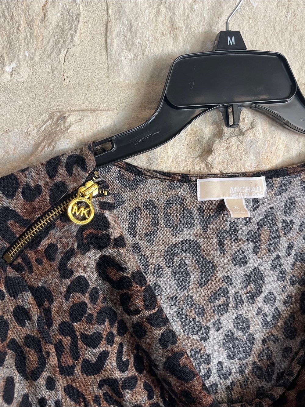 Michael Kors Leopard Print Cowl Neck Dress in Brown and Black - Picture 2 of 2